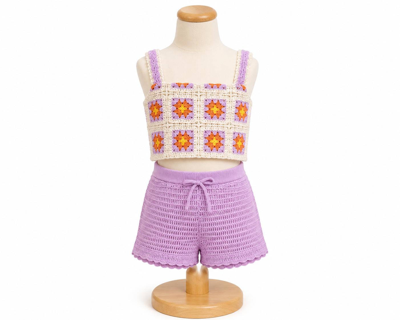 Set tejido flores