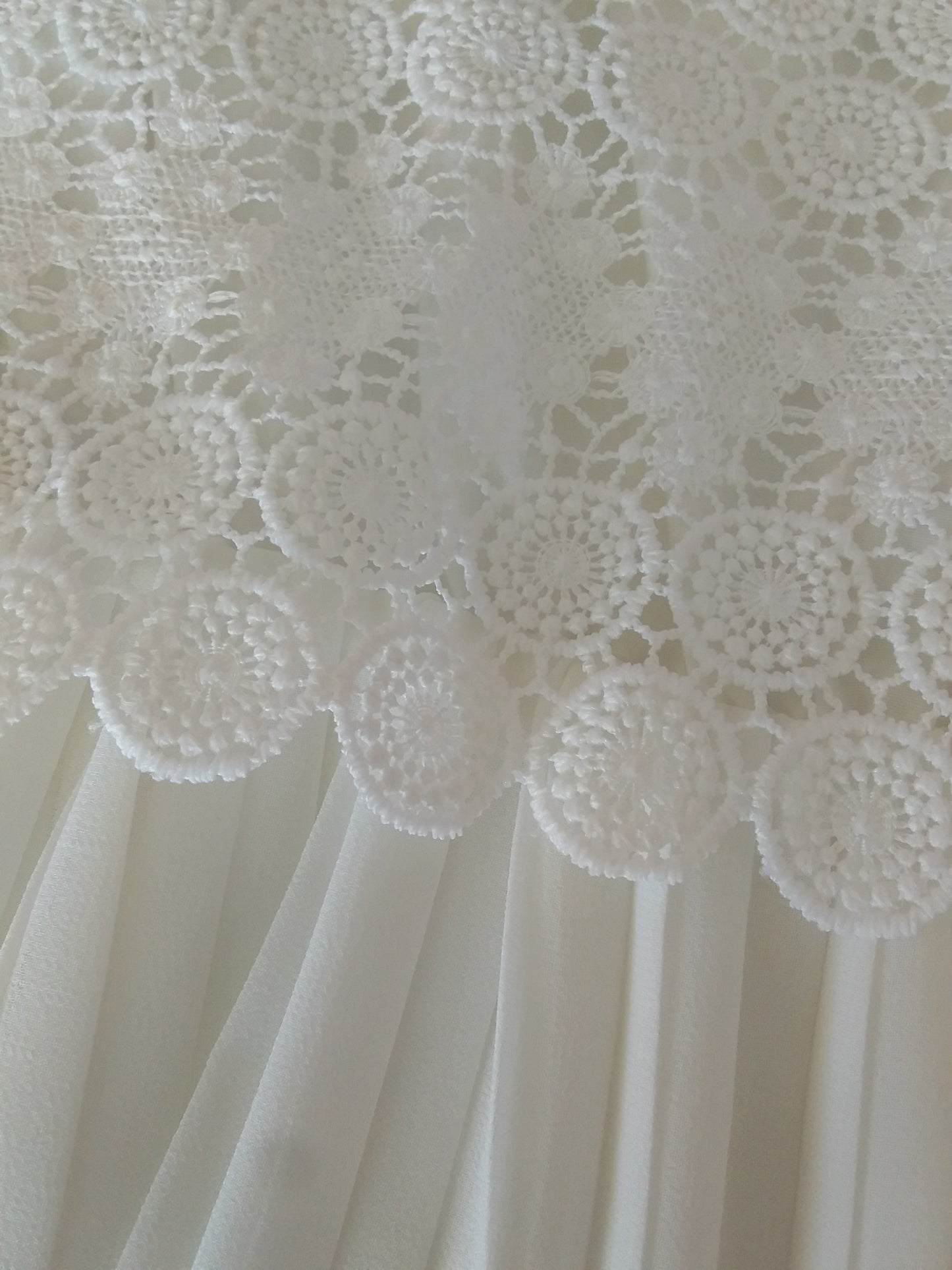 White Chiffon Dress with Gipure for Teens