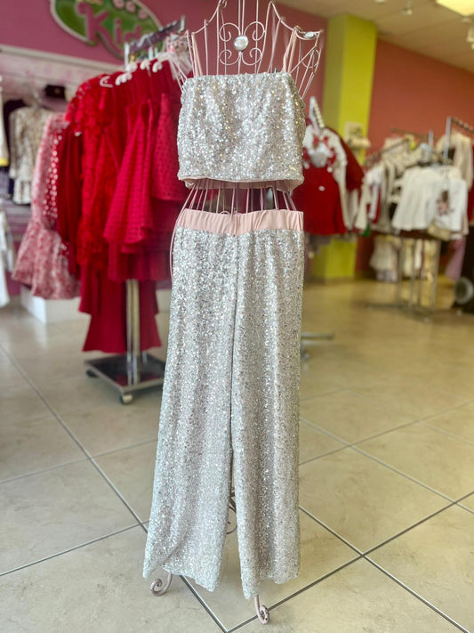 Silver Sequin Set