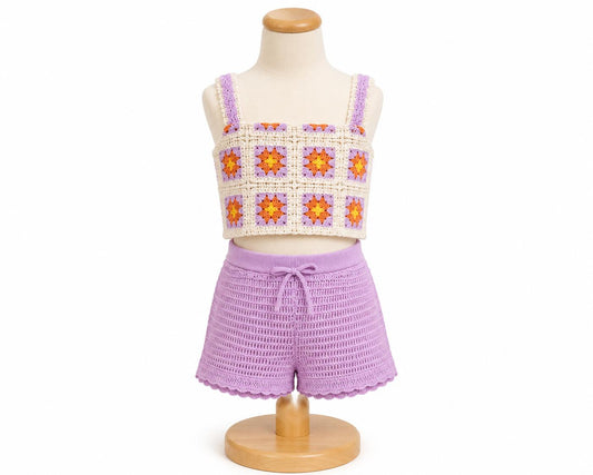 Set tejido flores