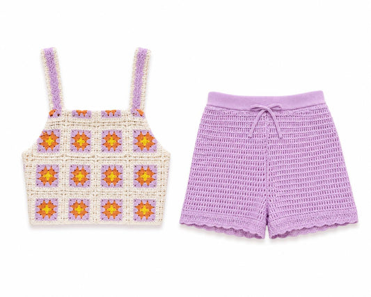 Set tejido flores